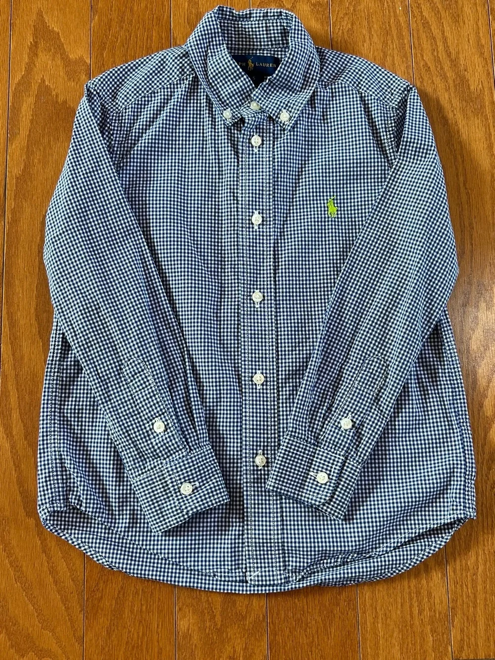 Ralph Lauren Boy’s Navy and White Gingham Button-Down Shirt